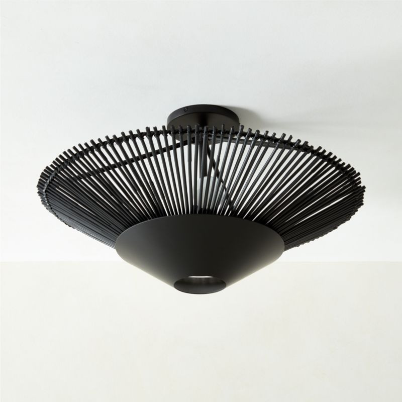 Copa Modern Tiered Blackened Rattan Flush Mount Light | CB2 | CB2