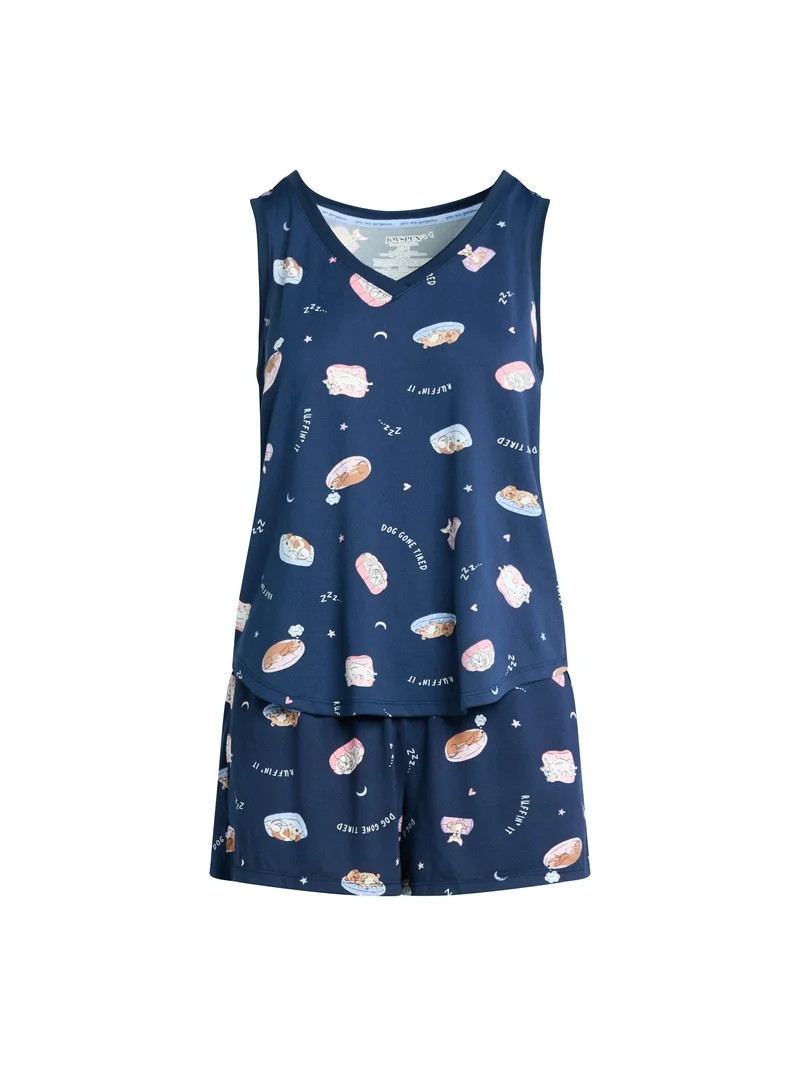 Joyspun Women's Printed Tank Top and Shorts Pajama Set, 2-Piece, Sizes XS-3X | Walmart (US)