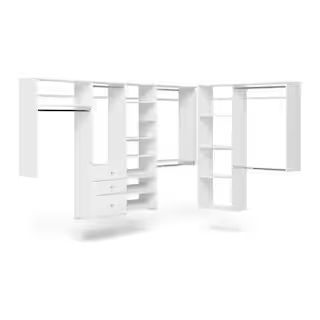 Closet Evolution 96 in. W - 120 in. W White L-Shaped Wood Closet System WH42 - The Home Depot | The Home Depot