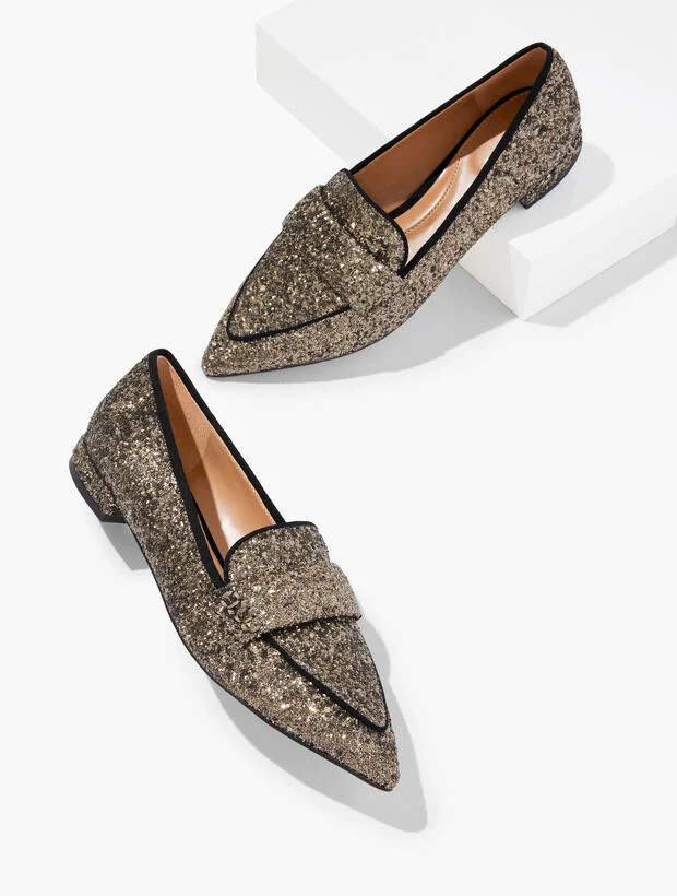 Scarlet Sparkle Pointed Toe Loafers | Talbots