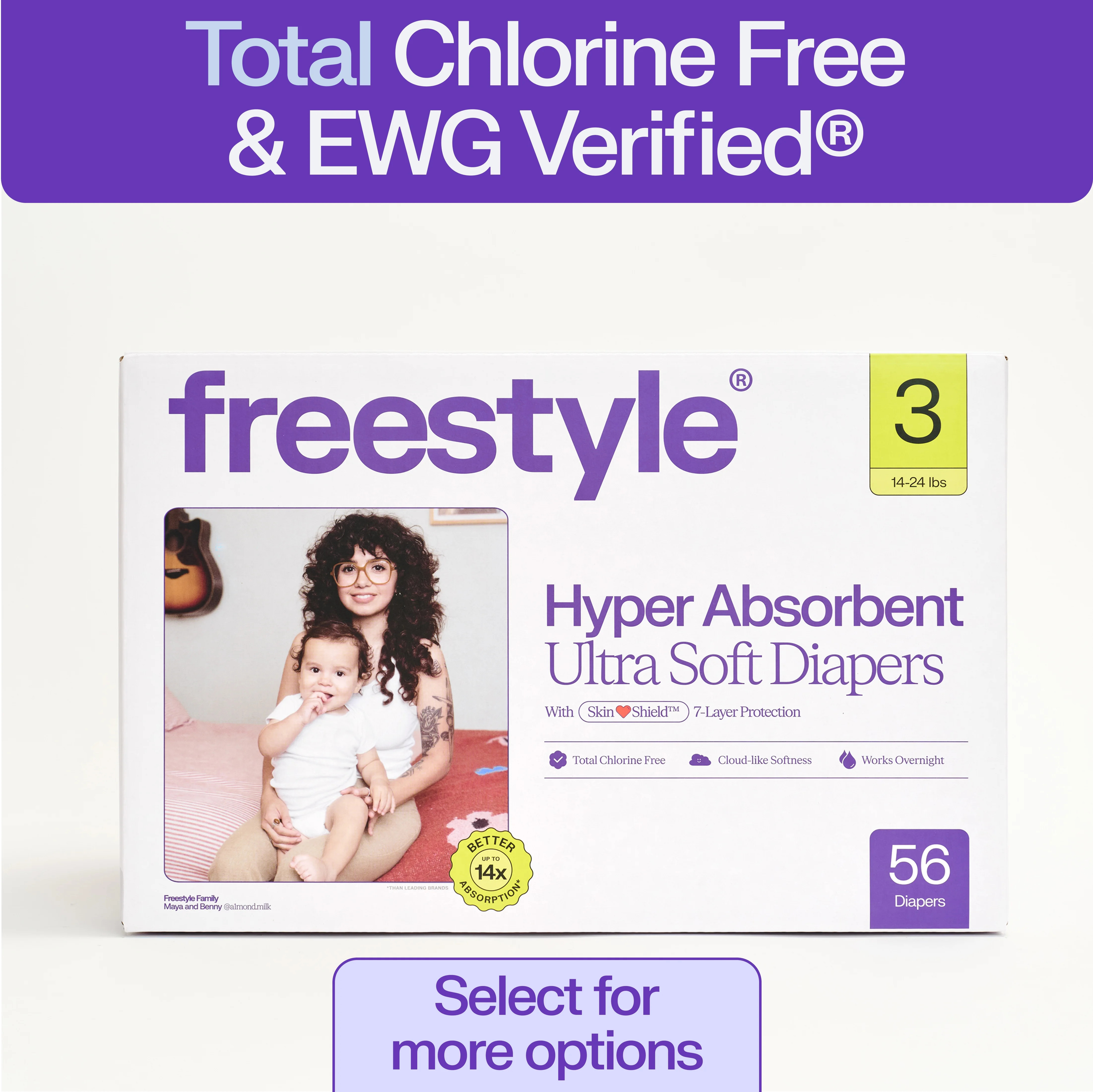 Freestyle Hyper Absorbent Ultra Soft Baby Diapers, Size 3, 56 Count (Select for More) | Walmart (US)