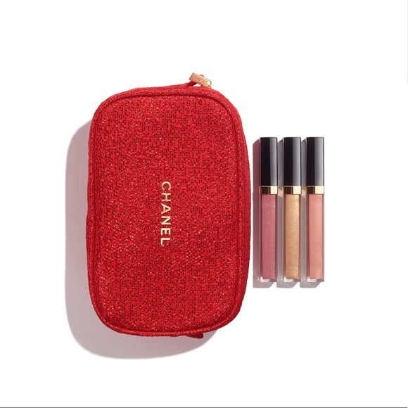 Chanel Lipgloss Trio Gift Set with Beauty Bag on Chain | Poshmark