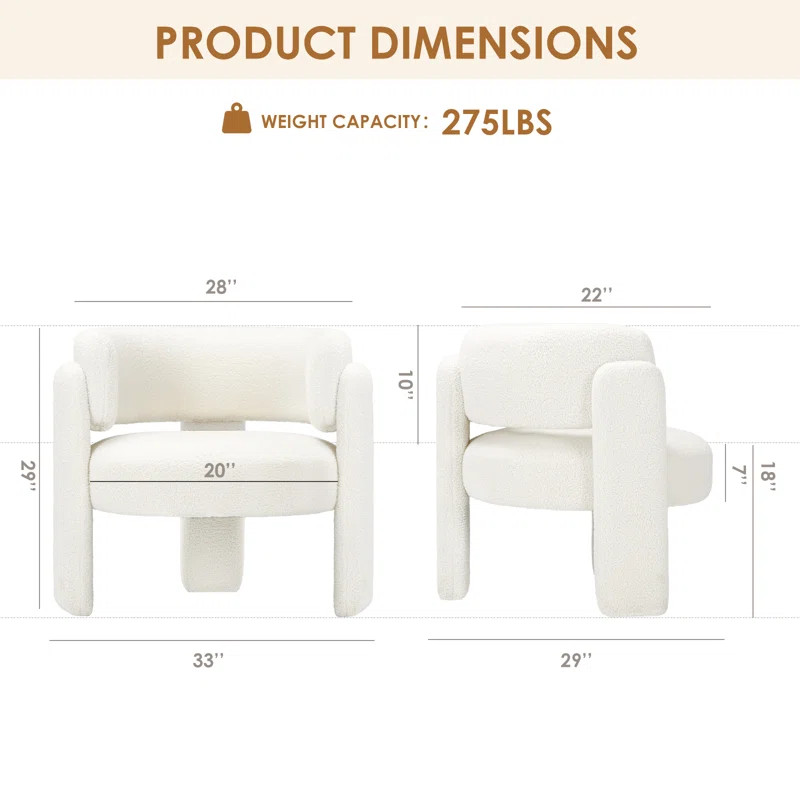 33" Wide Modern Velvet Upholstered 3-Legs Accent Chair (Set of 2) | Wayfair North America