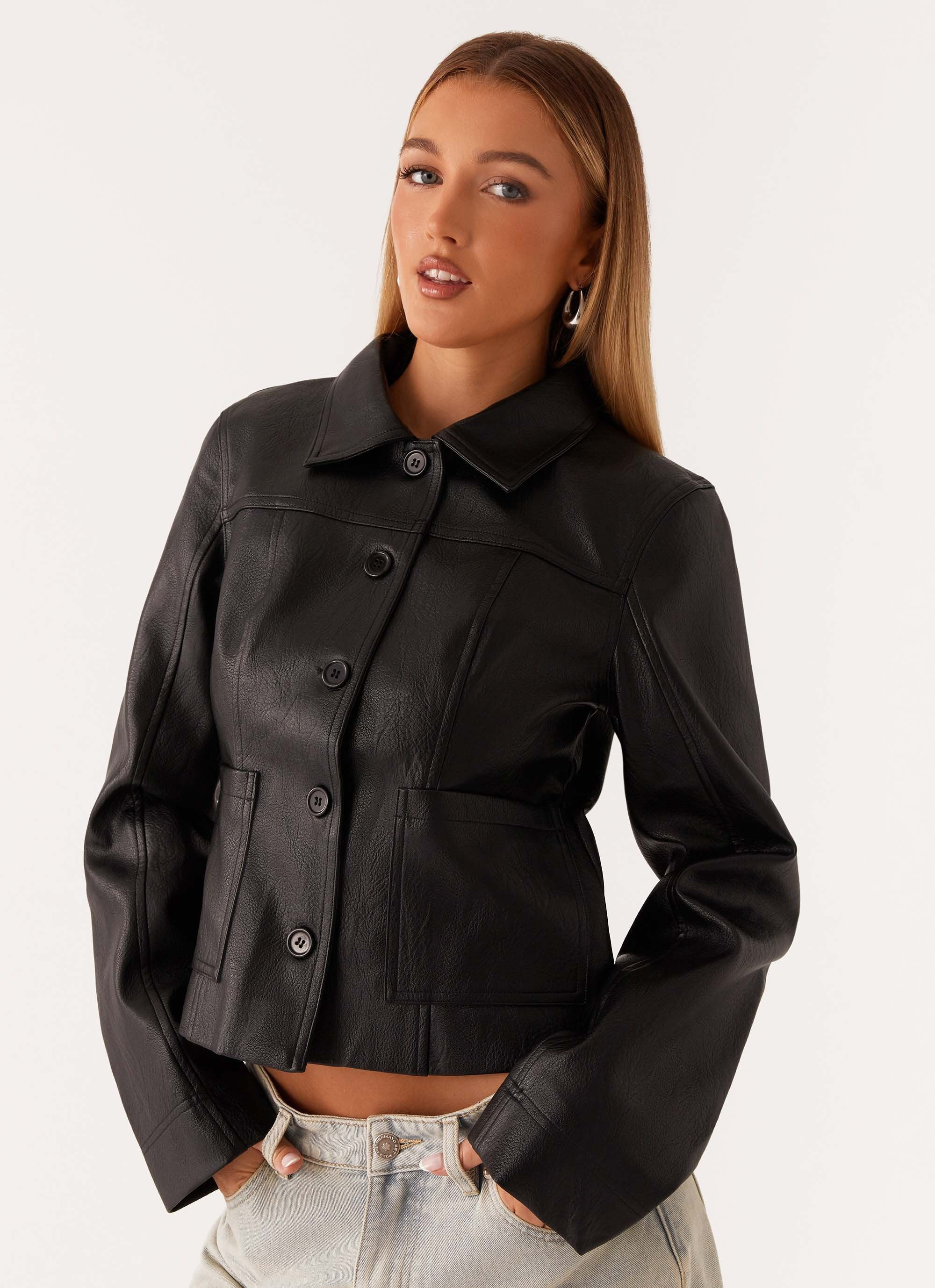 Verona Faux Leather Jacket - Black | Peppermayo (Global)