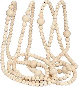 12 Feet Christmas Wooden Beads Xmas Bead Garland Round Craft Bead Garland Farmhouse Bead Garland ... | Amazon (US)