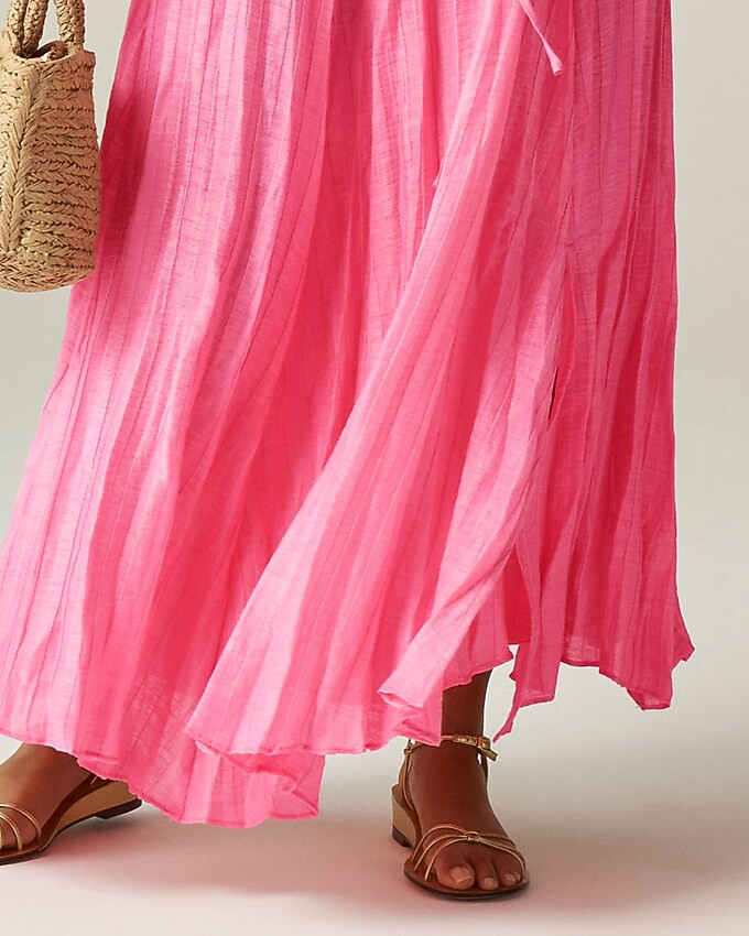 Pleated drawstring maxi skirt in linen blend | J. Crew US