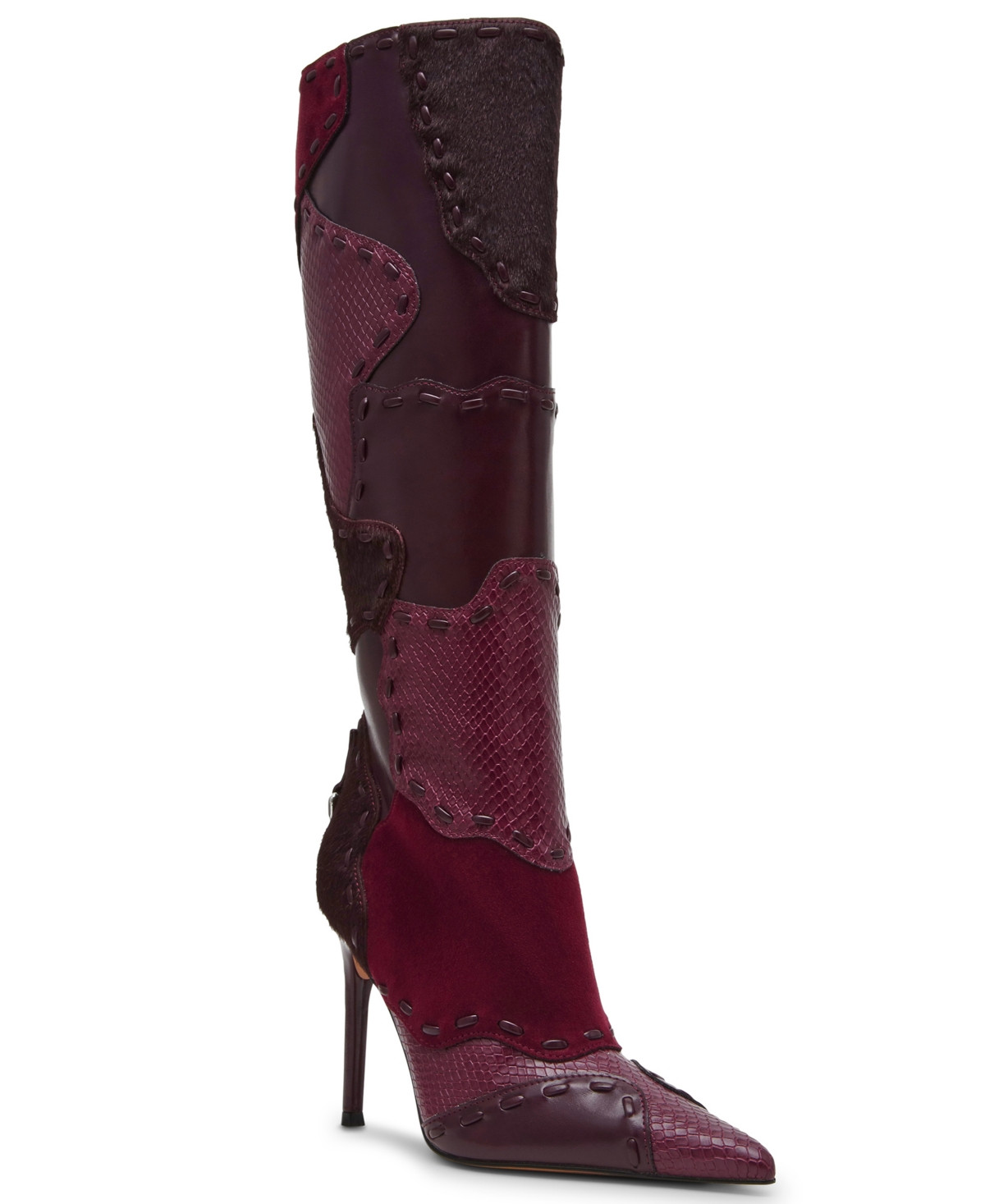 Steve Madden Women's Revive Studded Knee-High Novelty Dress Boots - Burgundy Multi | Macy's