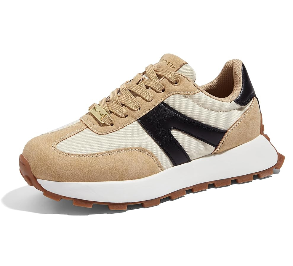 LUCKY STEP Women's Platform Fashion Sneakers Retro Classic Trainers Casual Lace-up Stylish Tennis... | Amazon (US)