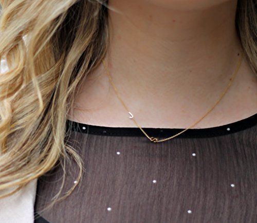 Asymmetrical Mini Letter Necklace - Sideways Initial Necklace - Letter Necklace - Bridesmaids Gifts  | Amazon (US)