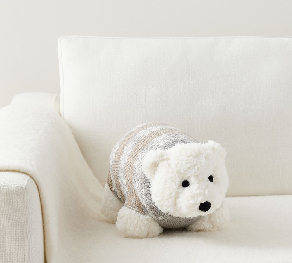 Parker Polar Bear with Sweater Shaped Pillow | Pottery Barn (US)