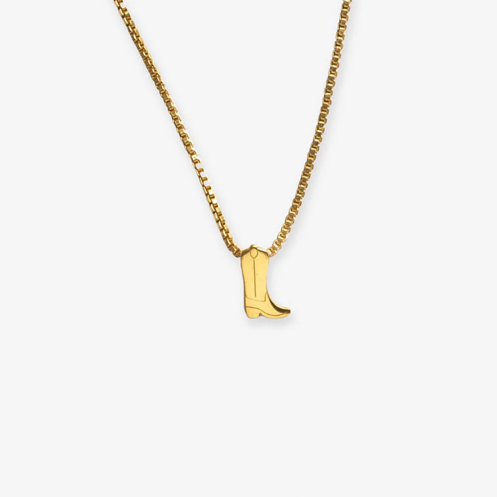 Alice Cowboy Boot Pendant Necklace 18k Gold | INK+ALLOY