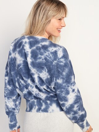 Loose Tie-Dye Cropped Crew-Neck Sweatshirt for Women | Old Navy (US)