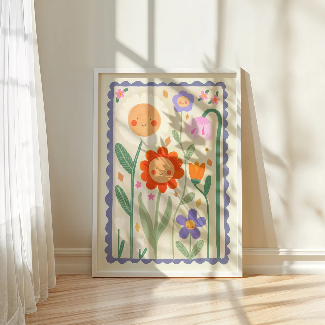 Spring Day / Flower Illustration / Eco / Nursery Art / Kids Room / Art / Print / Gifts for Her / ... | Etsy (US)