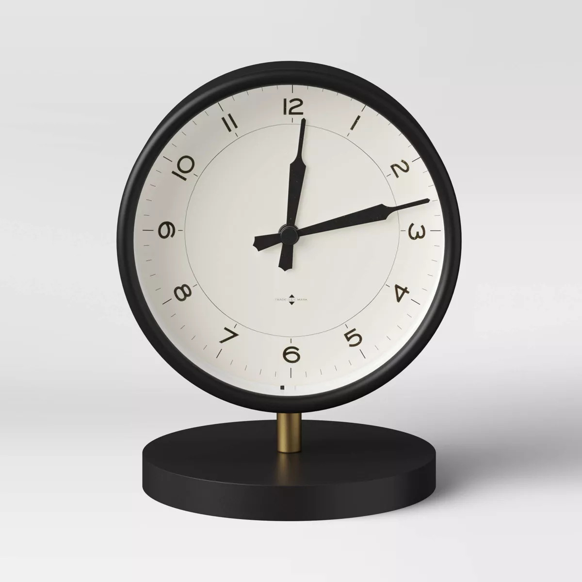 Table Clock Matte Black - Threshold™: Traditional Analog Desk Timepiece, Glass & Metal, 5.9" He... | Target