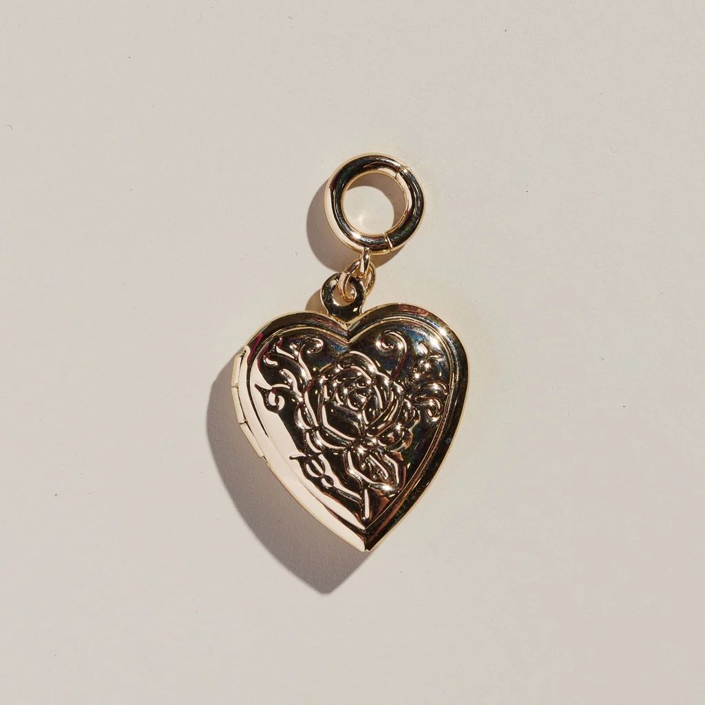 Medium Heart Locket | Nickel and Suede