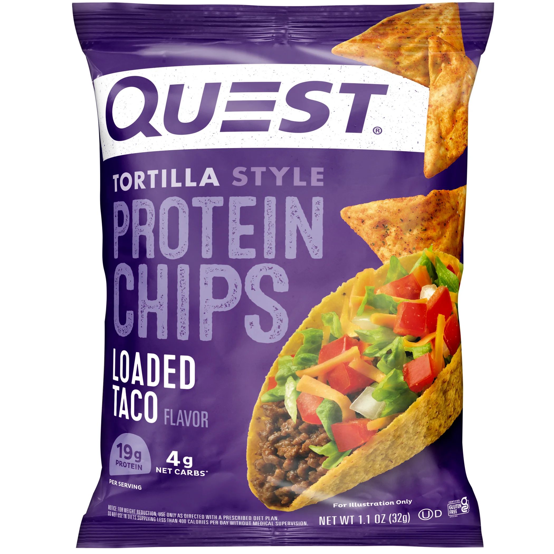 Quest Tortilla Style Protein Chips, Baked, 19g of Protein, Loaded Taco, 1.1oz | Walmart (US)
