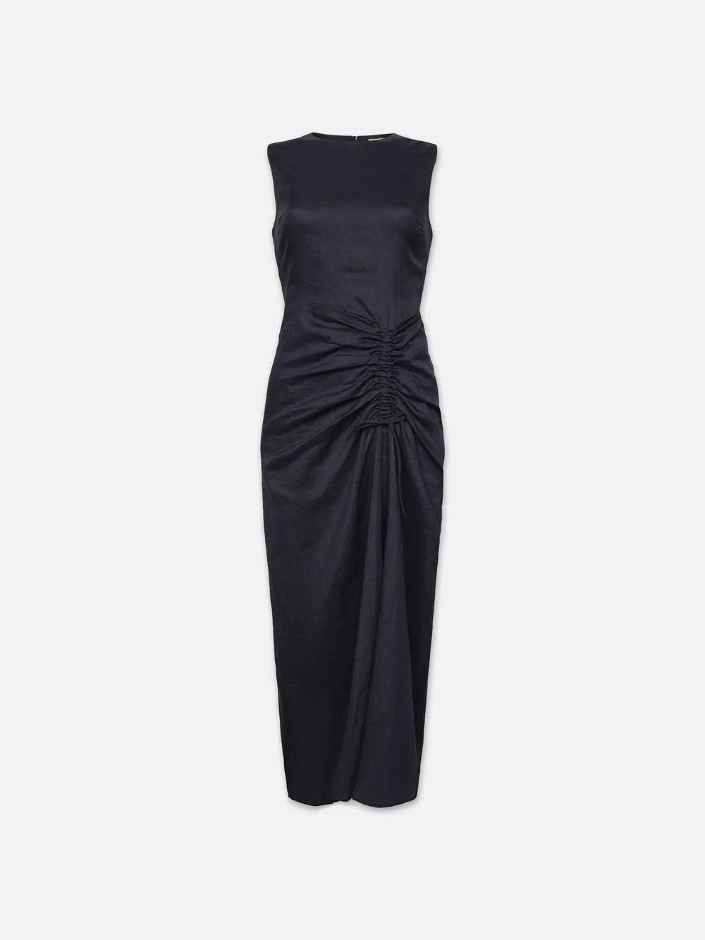 Ruched Front Tie Dress  in  Navy | Frame Denim