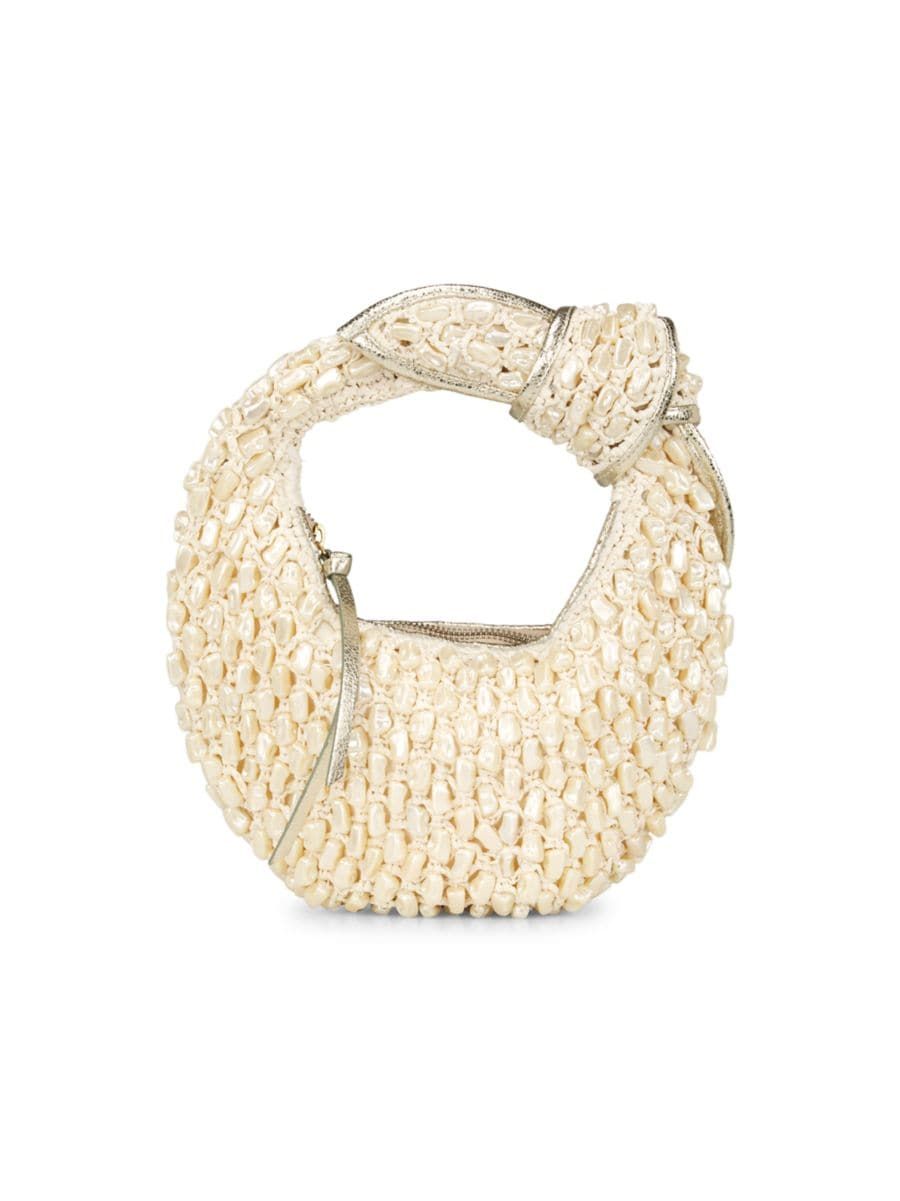 Artisanal Raffia & Imitation Pearl Top Handle Bag | Saks Fifth Avenue