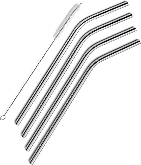 SipWell Stainless Steel Drinking Straws, Set of 4, Free Cleaning Brush Included | Amazon (US)