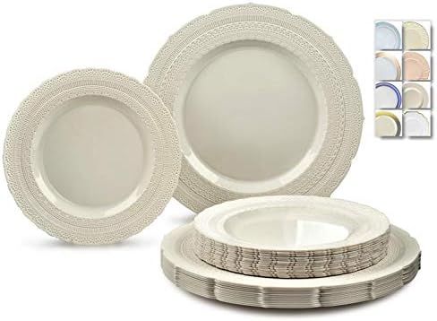 " OCCASIONS " 120 Plates Pack,(60 Guests) Extra Heavyweight Vintage Wedding Disposable / Reusable... | Amazon (US)