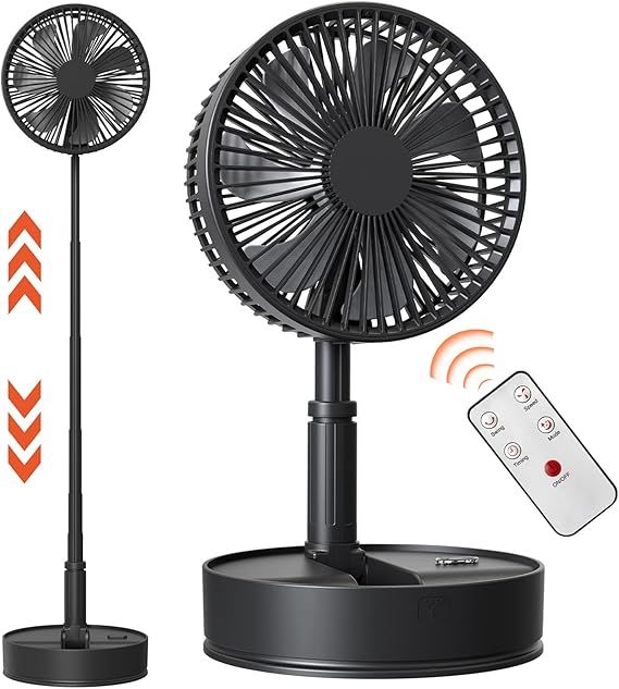 7200mAh Battery Powered Oscillating Fan, 8" Rechargeable Foldaway Fan, 12H Working Time, Height A... | Amazon (US)