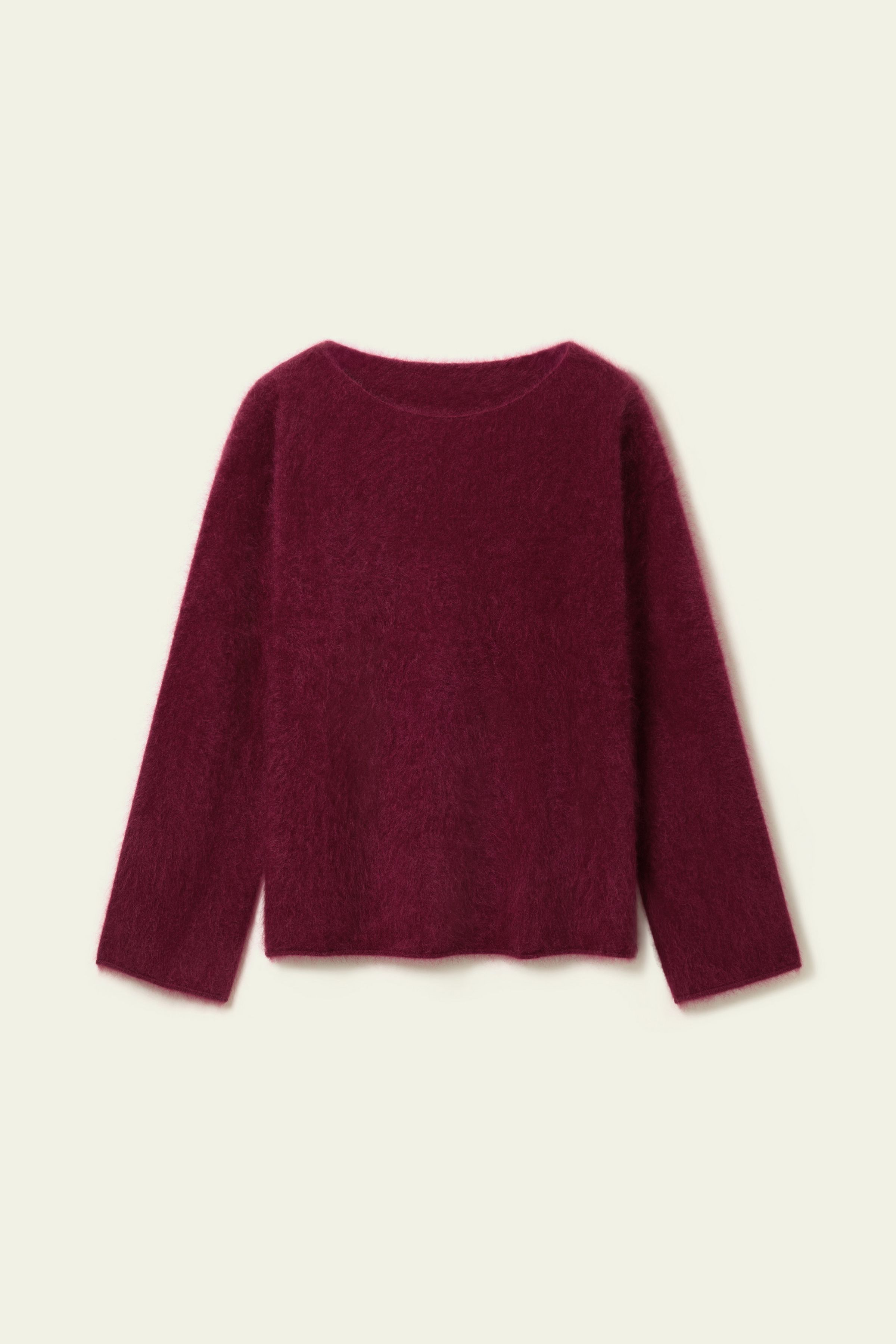 Boat-neck Brushed Cashmere Sweater | LILYSILK