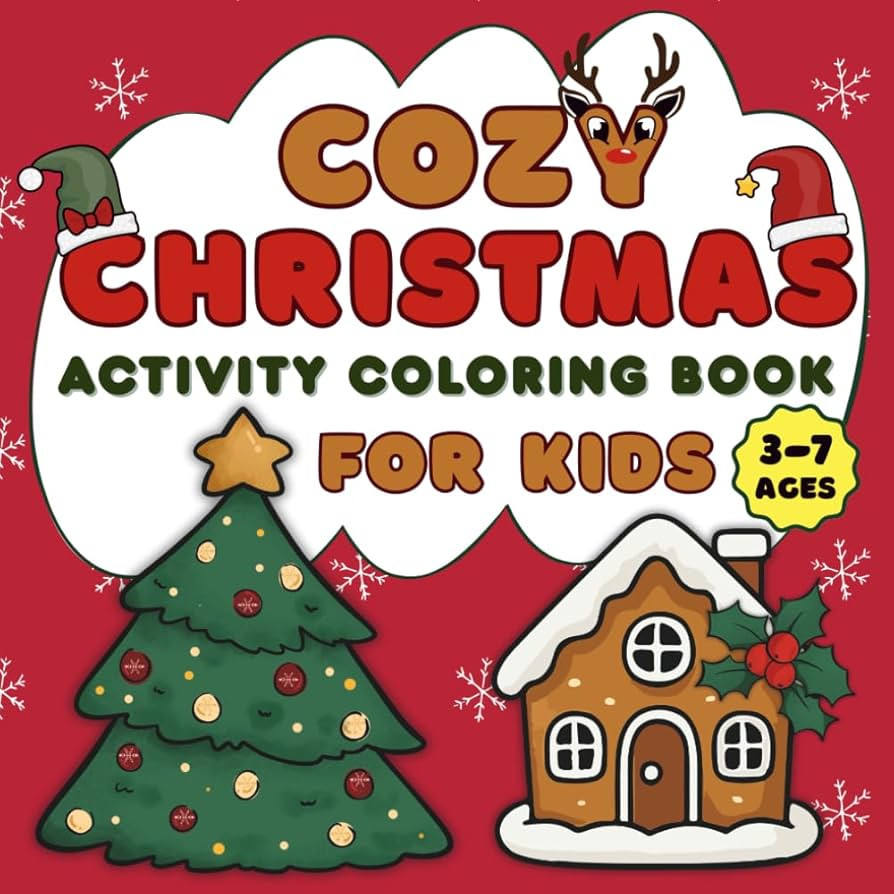 Cozy Christmas Activity Coloring Book For Kids: Festive Coloring Pages, Mazes, Easy Math-Counting... | Amazon (US)