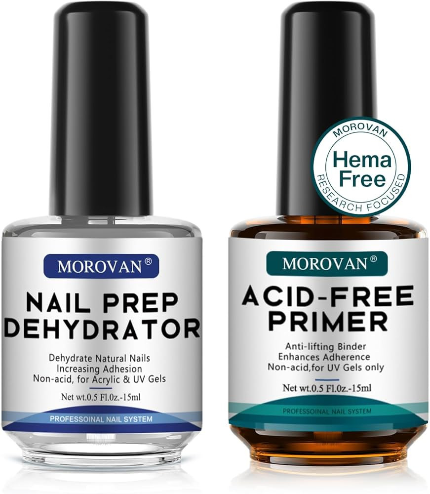 Morovan Professional Natural Nail Prep Dehydrate and Acid-Free Primer, Dehydrator for Acrylic and... | Amazon (US)