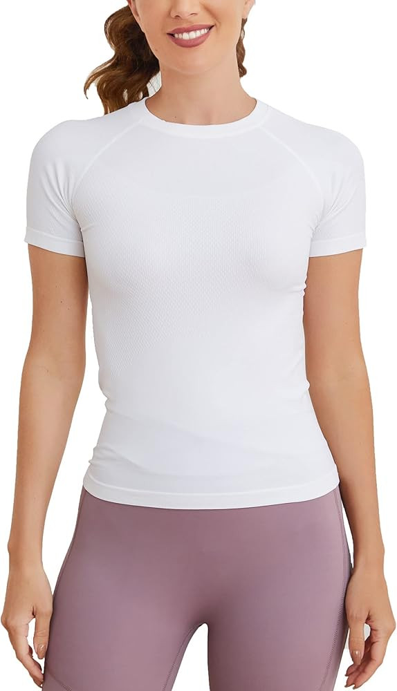 MathCat Short Sleeve Workout Tops for Women, Seamless Workout Shirts for Women, Yoga Athletic Shi... | Amazon (US)