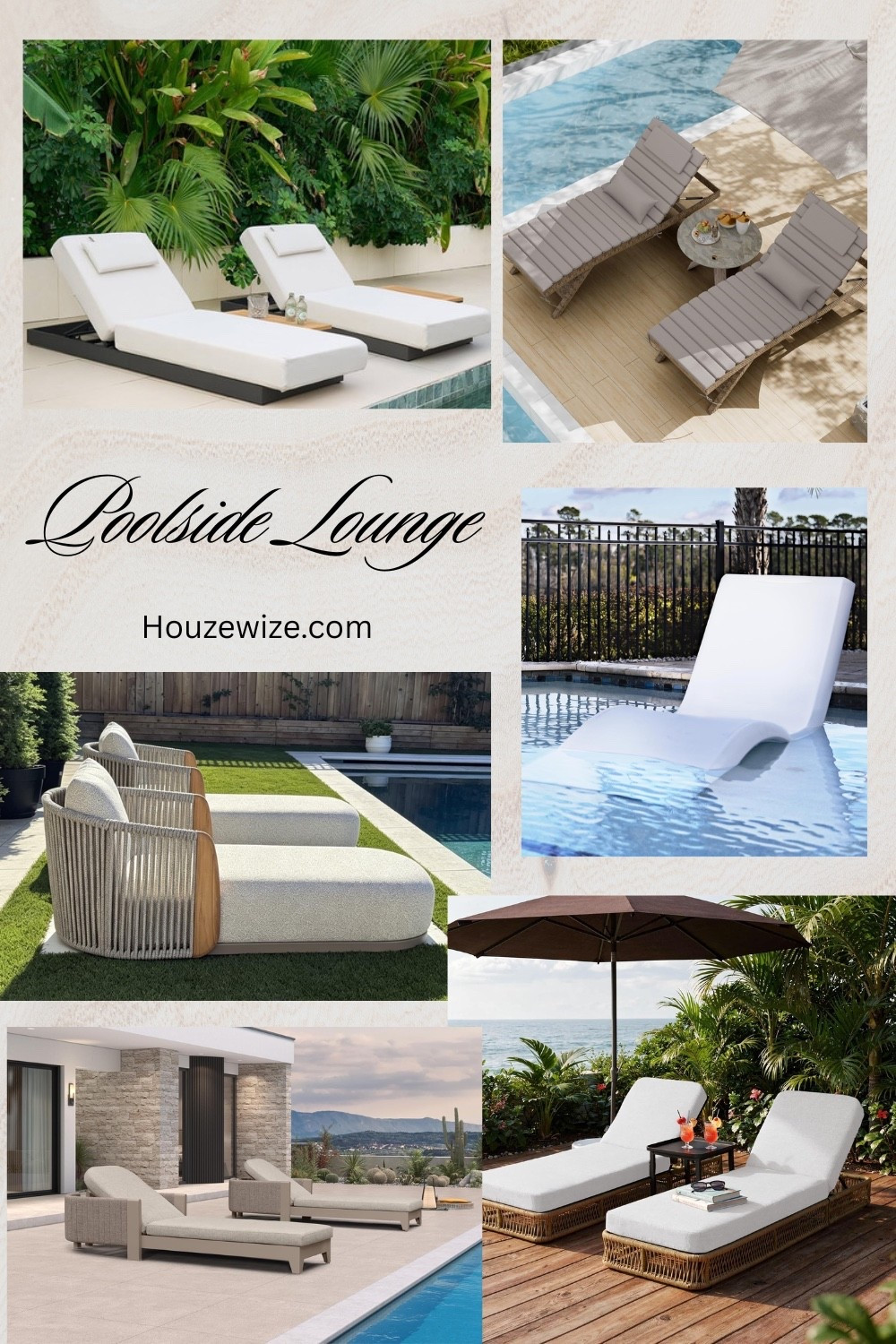 Designer inspired outdoor poolside lounges. Outdoor patio furniture, modern patio furniture, resort  style patio.

#LTKHome #LTKSwim #LTKSeasonal