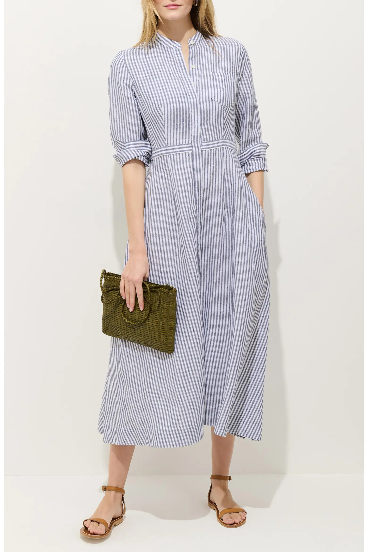 Isabella Long Sleeve Stripe Linen Shirtdress (Women) | Nordstrom | Nordstrom