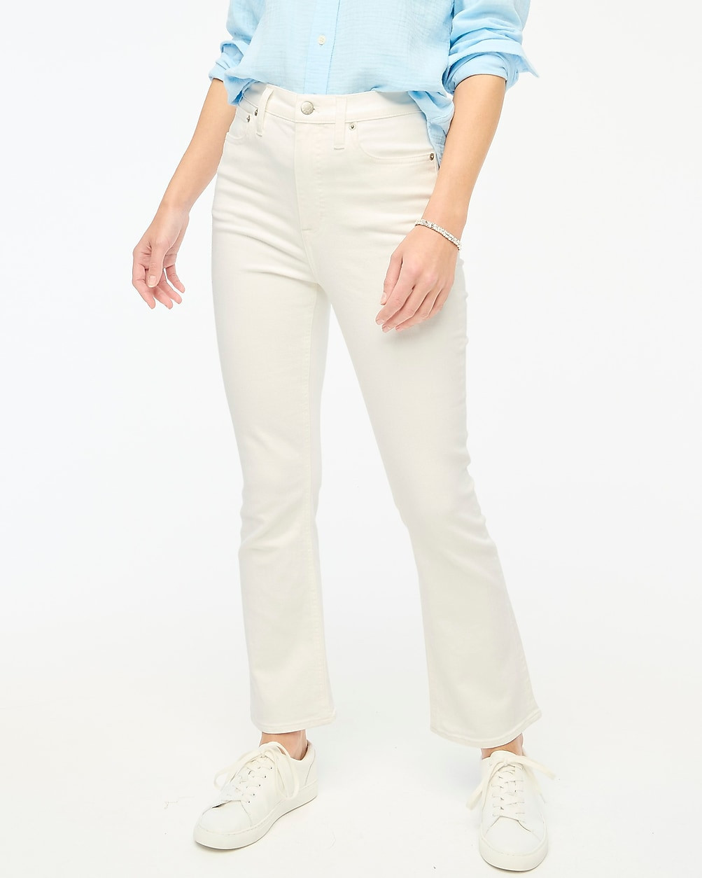 Flare crop high-rise white jean in signature stretch | J.Crew Factory