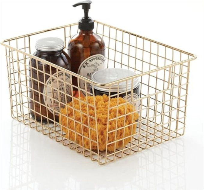 Click for more info about mDesign Metal Wire Bathroom Storage Basket Organizer with Handles - Organize Master or Guest Bath...