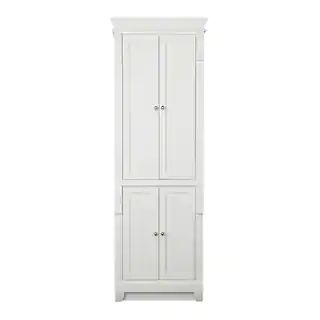 Home Decorators Collection Naples 24 in. W x 17 in. D x 74 in. H Bathroom Linen Cabinet in White ... | The Home Depot