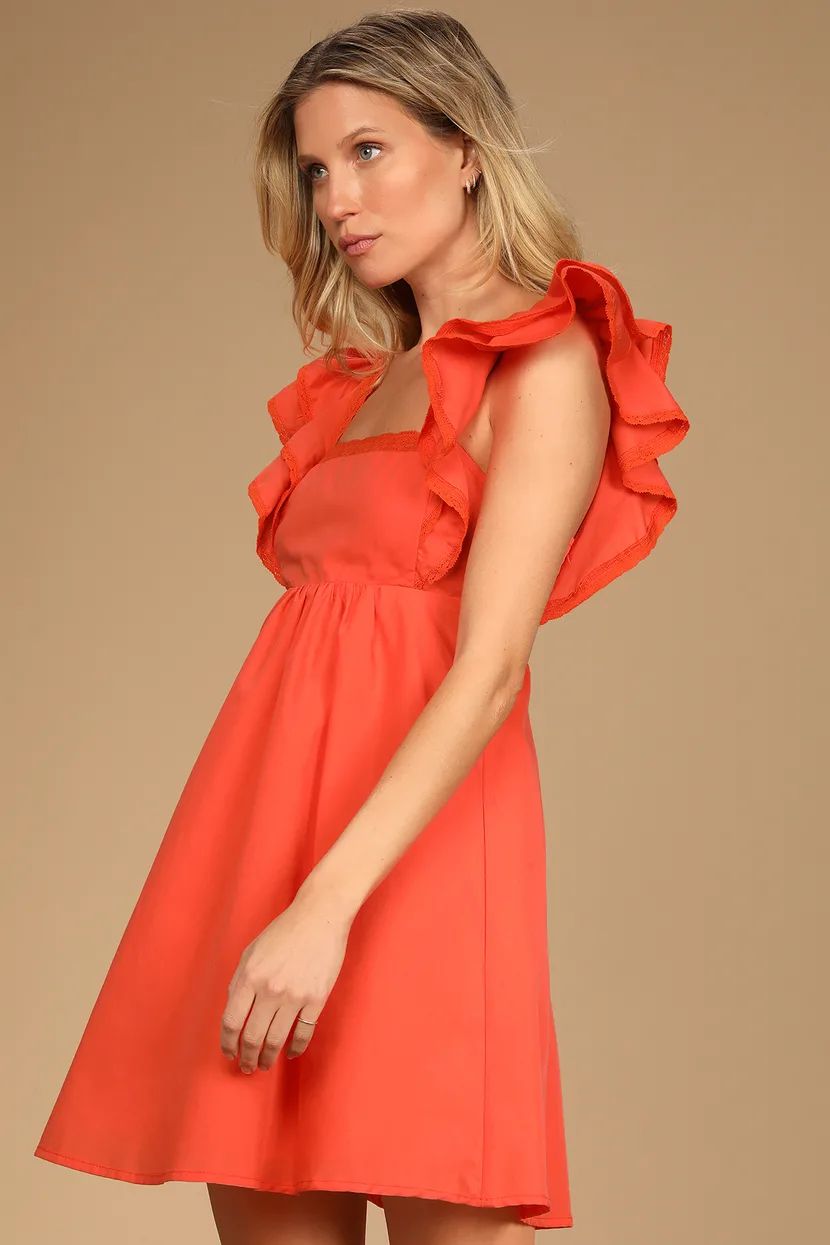 Marvelous Time Orange Ruffled Mini Dress | Lulus (US)