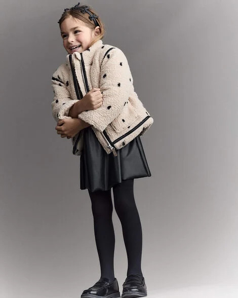 Toddler Girl Polka Dot Sherpa Jacket - Ivory | Carter's Inc