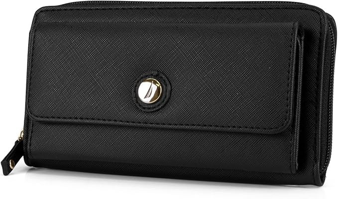 Nautica Bulk Cargo Womens RFID Wallet Clutch Zip Around Organizer (Black) | Amazon (US)