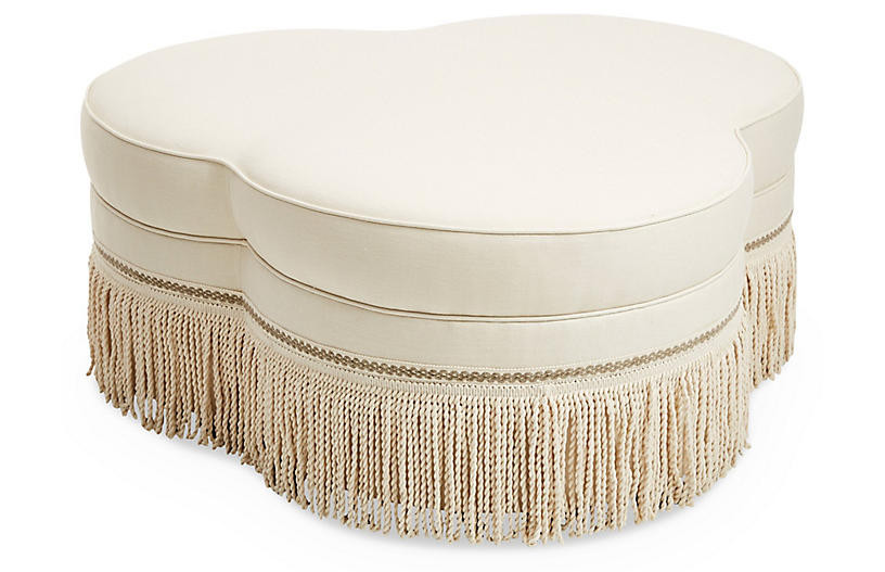 Portsmouth Ottoman, Cream Linen | One Kings Lane