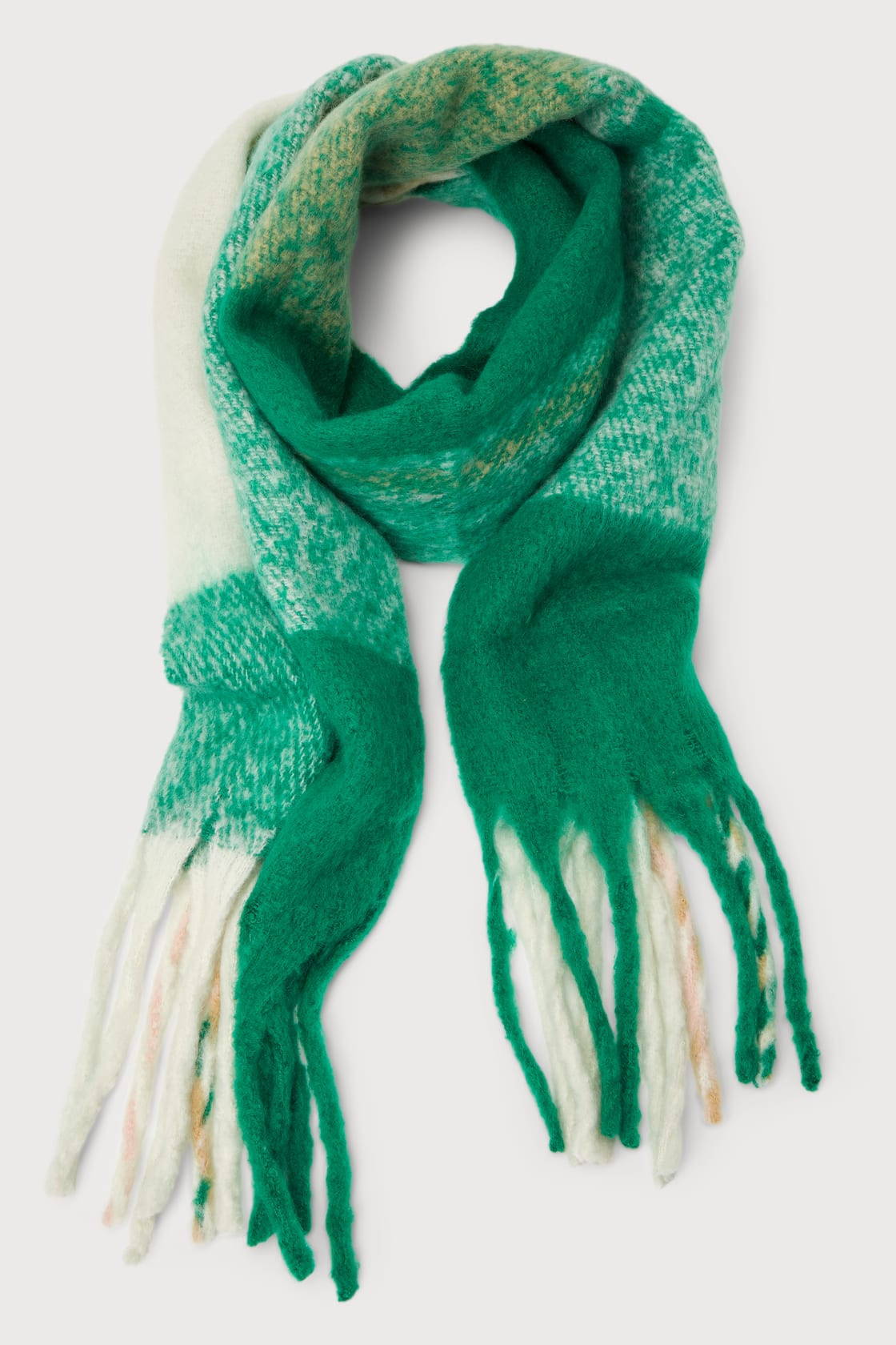 Cedar Green Multi Plaid Oversized Fringe Scarf | Lulus (US)