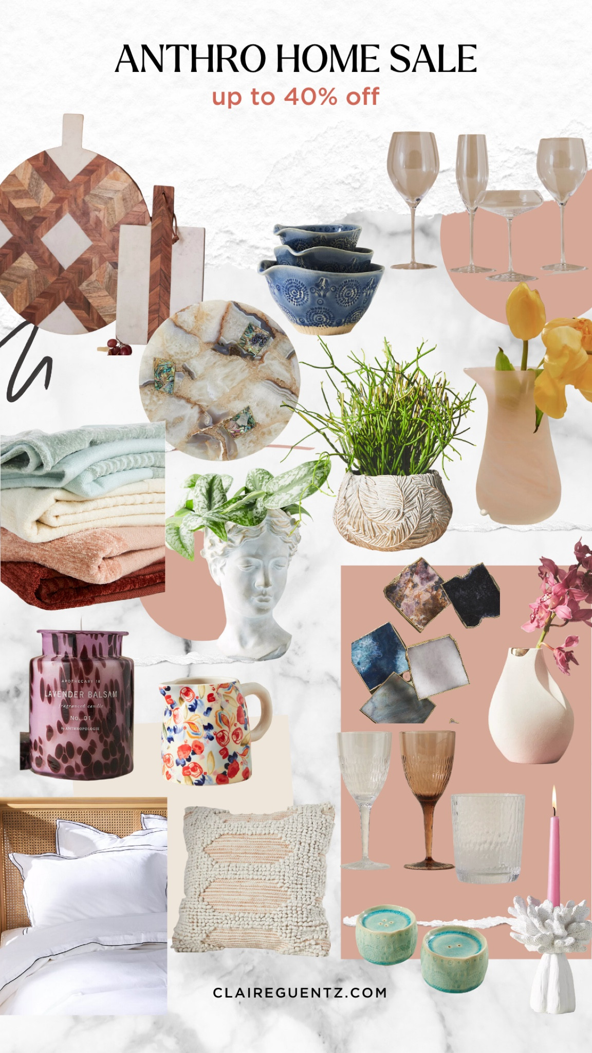 Anthro home sale, up to 40% off bedding, entertaining, candles, vases, blankets, wine glasses, coasters, serving boards 

#LTKsalealert #LTKunder50 #LTKunder100