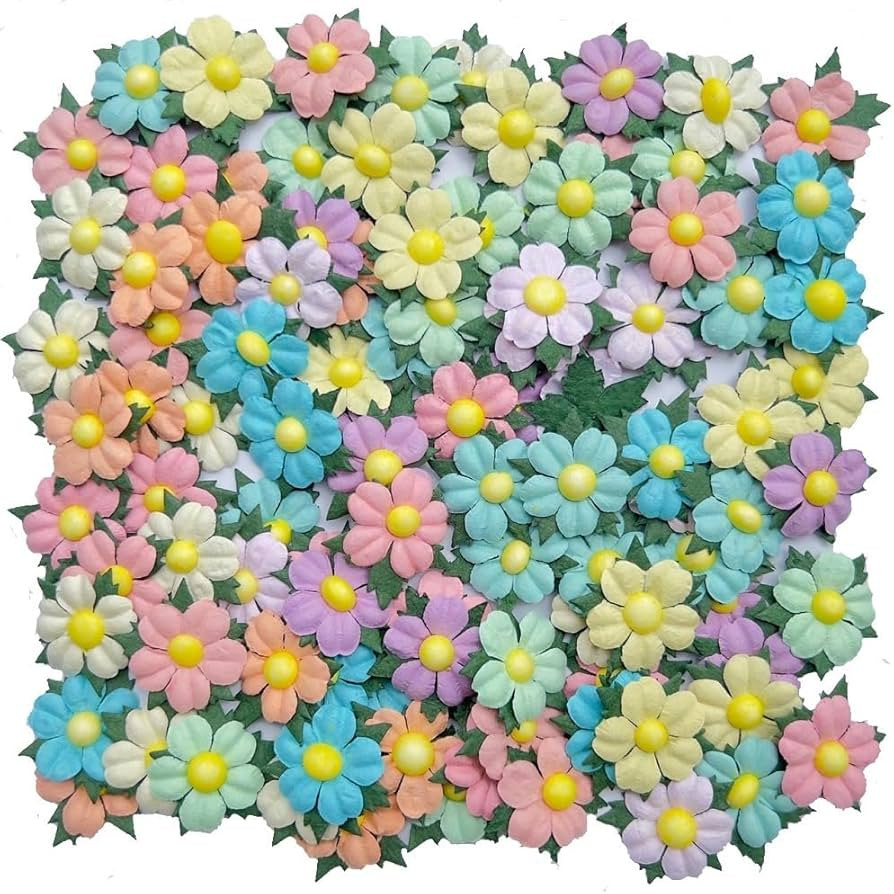 Handmade 100 Pcs Lovely Mulberry Paper Flowers 30x30mm Scrapbooking Wedding DIY Craft Supplies Ca... | Amazon (US)