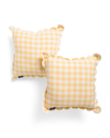 2pk 18x18 Outdoor Gingham Scalloped Pillows | Polyester | Marshalls