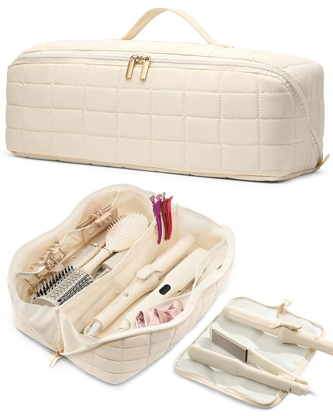 Hot Tools Travel Case with Heat Resistant Mat Pouch, Large Hair Tool Organizer Bag for Curling Ir... | Amazon (US)
