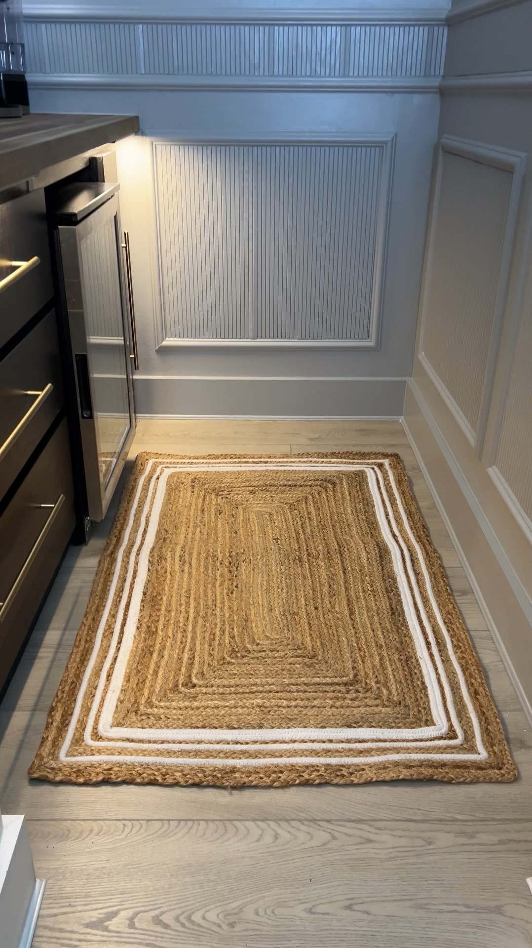 This jute runner makes such a statement in this coffee bar! Beautiful quality and feels so good under my feet. Love it! 

#LTKHome