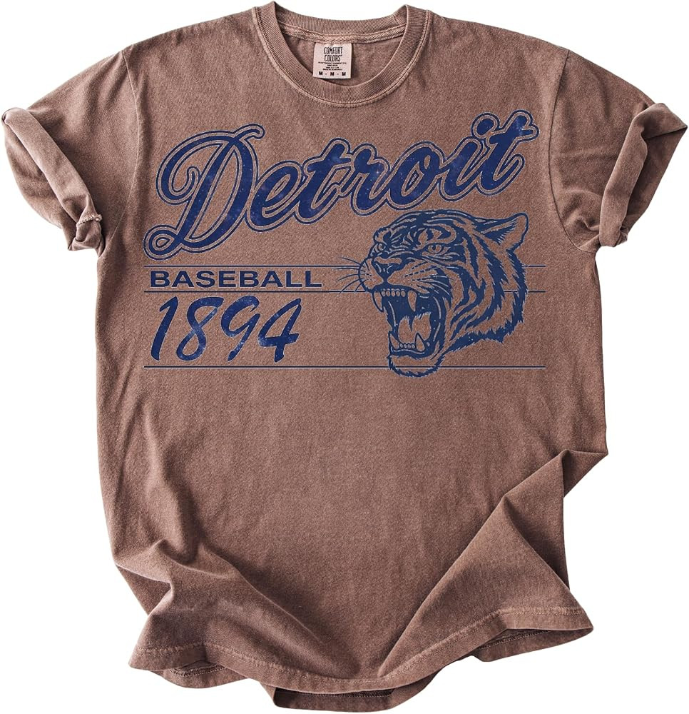 Detroit Baseball Vintage Tiger Graphic T-Shirt Style Retro Sports Fan Tee Blue Jean | Amazon (US)