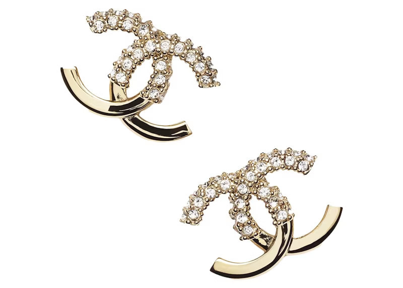 Chanel Crystal & Gold Metal Strass Stud Earrings AB9451 Gold/Crystal | StockX