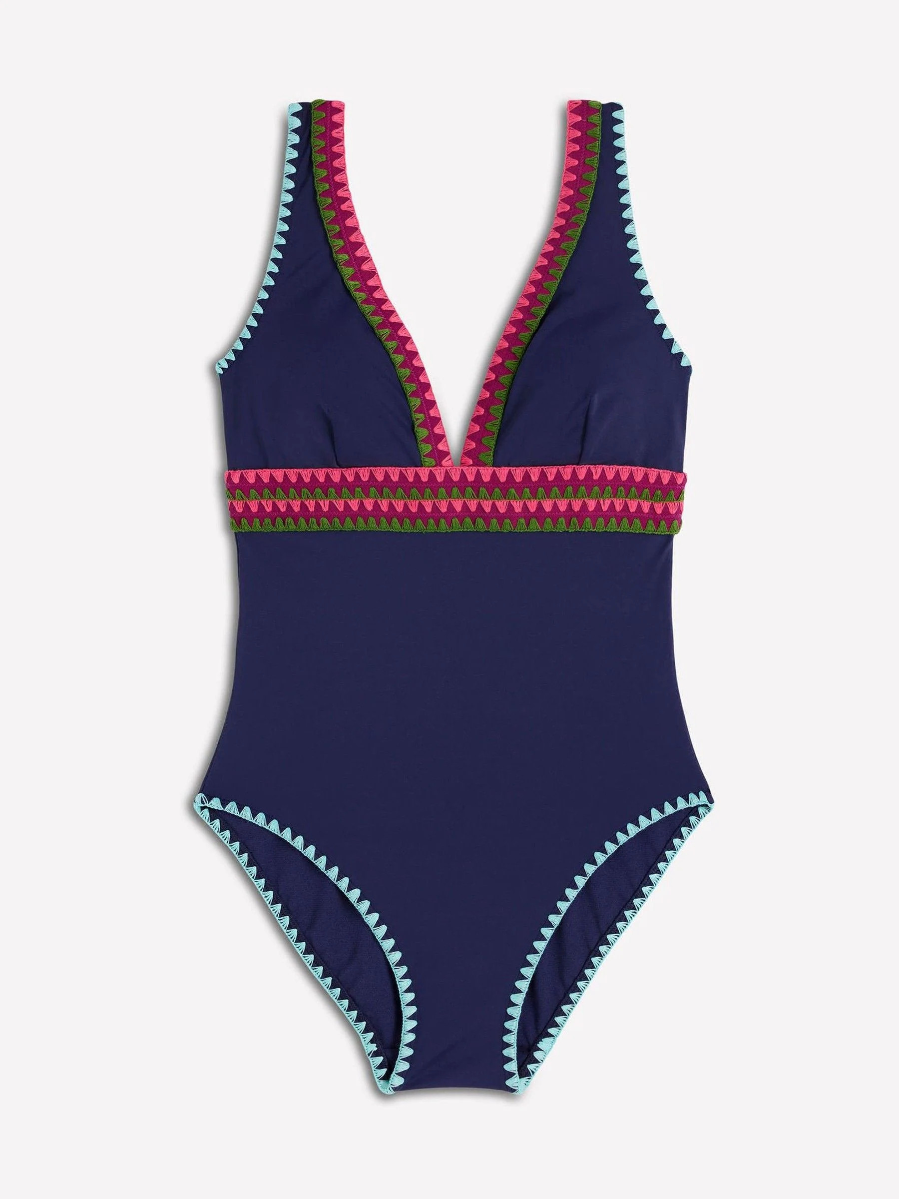 Boden Boden Blue Porto V-Neck Swimsuit | Next US