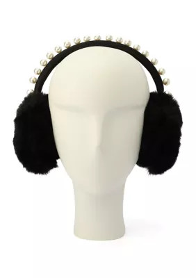 kate spade new york Women's Pearl Embellished Earmuffs, Black | Belk
