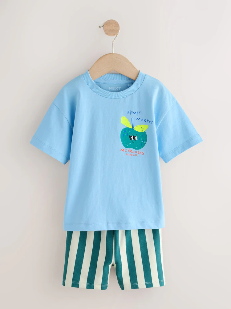 Blue Apple Short Sleeve Back Print T-Shirt and Shorts Set (3mths-7yrs) | Next US