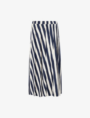 Striped Elasticated-Waist Cotton Midi Skirt | Selfridges
